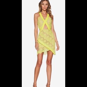 THREE FLOOR Yellow Nude Lace Cutout Mini Dress 2